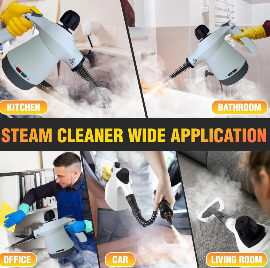 Cleaning bathroom grout and shower tracks with the Steam Cleaner